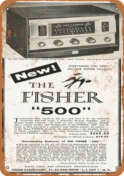 1957 Fisher 500 Receiver - Metal Sign