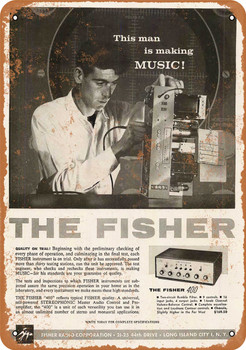 1958 Fisher 400 Preamp - Metal Sign