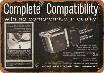 1958 Pickering Turntable Cartridges - Metal Sign