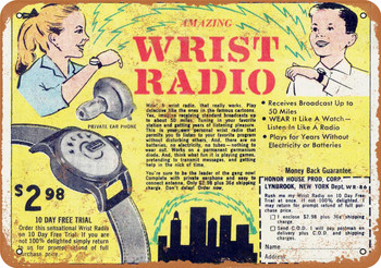 1961 Amazing Wrist Radio - Metal Sign