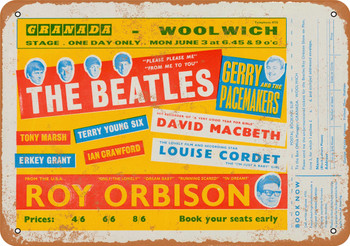 1963 The Beatles and Roy Orbison at Woolwich - Metal Sign