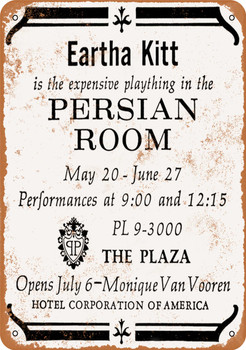 1964 Eartha Kitt at the Plaza NYC - Metal Sign