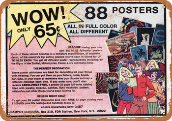 1972 88 Posters for 65 Cents - Metal Sign