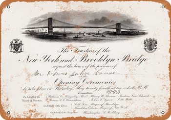 1883 Brooklyn Bridge Opening Invitation - Metal Sign