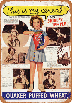 1937 Shirley Temple for Puffed Wheat - Metal Sign