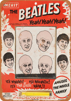 1964 Beatles Magnetic Hair Game - Metal Sign
