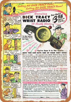 1949 Dick Tracy Wrist Radio - Metal Sign