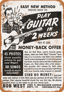 1949 Play Guitar in Two Weeks - Metal Sign