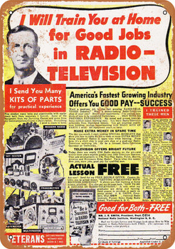 1950 Radio-Television Repair Jobs - Metal Sign