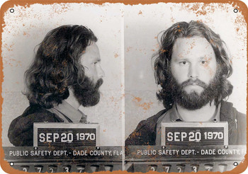 1969 Jim Morrison Mug Shot for Exposure - Metal Sign