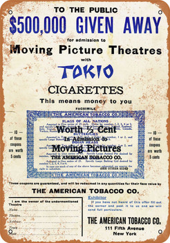 1912 Tokio Cigarettes - Metal Sign