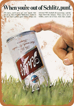 1969 Schlitz Beer and Football - Metal Sign