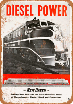 Diesel Power New Haven Railroad - Metal Sign
