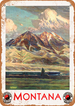 Montana Northern Pacific Railroad - Metal Sign