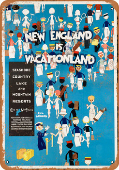 New England is Vacationland - Metal Sign