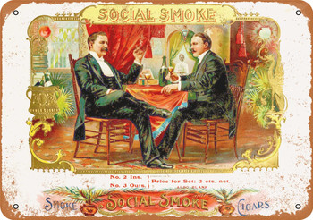 Social Smoke Cigars - Metal Sign