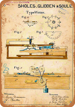 1868 Typewriter Patent - Metal Sign 2