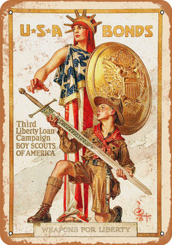 1918 Boy Scouts and U.S. Bonds - Metal Sign