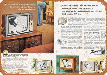 1966 Zenith B&W Televisions - Metal Sign