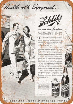 1936 Schlitz Beer with Vitamin D - Metal Sign