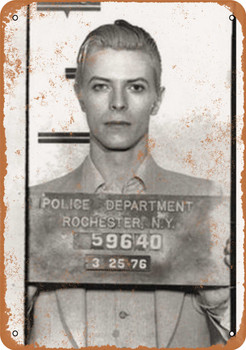 1976 David Bowie Mug Shot Metal Sign