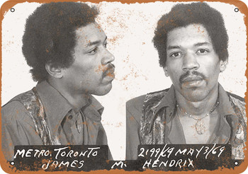 1969 Jimi Hendrix Mug Shot - Metal Sign