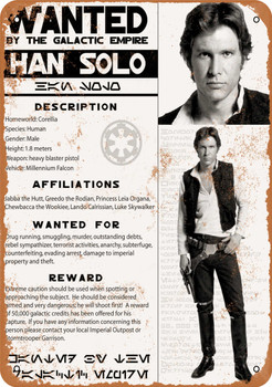 Han Solo Wanted Poster - Metal Sign