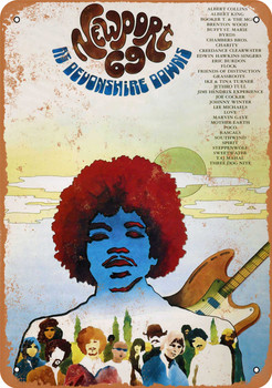 1969 Newport Festival Hendrix - Metal Sign