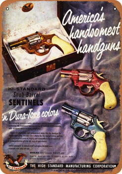 1957 Hi-Standard Colored Pistols - Metal Sign