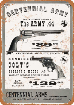 1960 Centennial Arms Pistols - Metal Sign