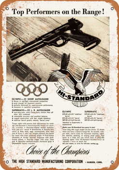 1957 Hi-Standard .22 Target Pistols - Metal Sign