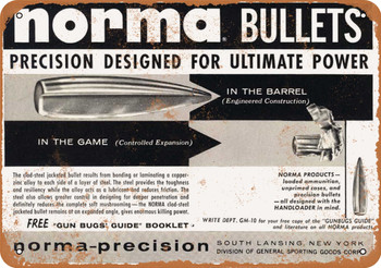 1959 Norma Bullets - Metal Sign