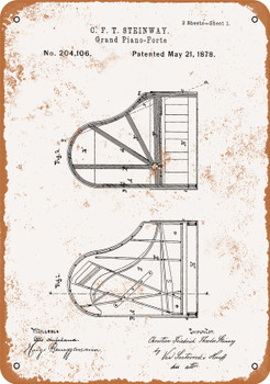 1878 Steinway Grand Piano Patent - Metal Sign