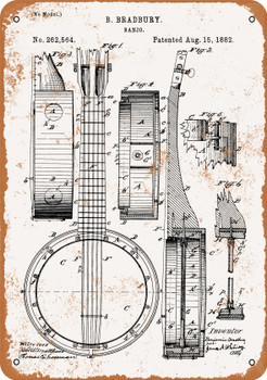 1882 Banjo Patent - Metal Sign