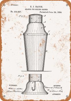 1884 Bartender Drink Shaker Patent - Metal Sign