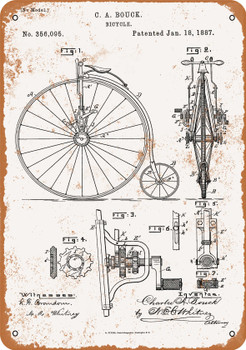 1887 Bicycle Patent - Metal Sign