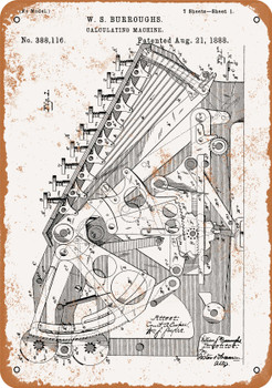 1888 Calculator Patent - Metal Sign