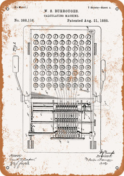 1888 Burroughs Calculating Machine - Metal Sign