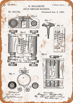 1889 First Computer Patent - Metal Sign