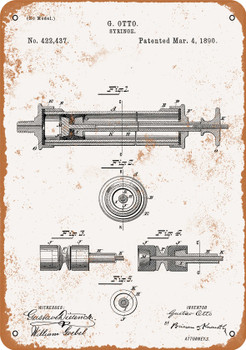 1890 Syringe Patent - Metal Sign