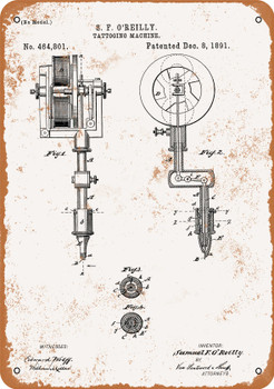 1891 Tattoo Machine Patent - Metal Sign