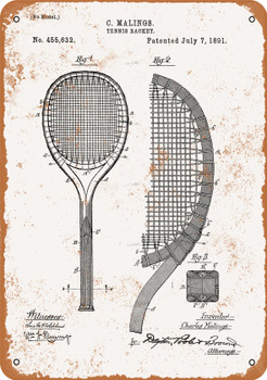 1891 Tennis Racket - Metal Sign