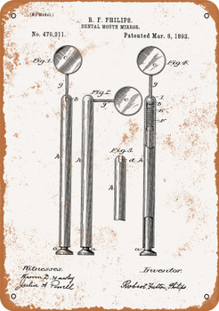 1892 Dental Mirror Patent - Metal Sign