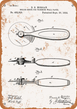 1892 Pizza Cutter Patent - Metal Sign