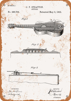 1893 Acoustic Guitar Patent - Metal Sign