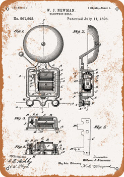 1893 Fire Alarm Bell Patent - Metal Sign