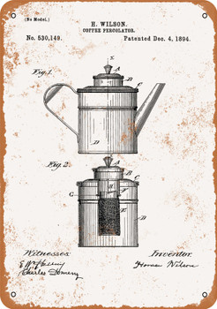 1894 Coffee Percolator Patent - Metal Sign