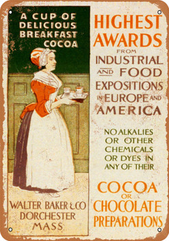 1894 Walter Baker Cocoa and Chocolate - Metal Sign
