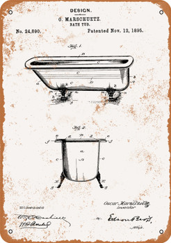 1895 Bath Tub Patent - Metal Sign