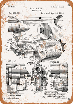 1898 Revolver Patent - Metal Sign
